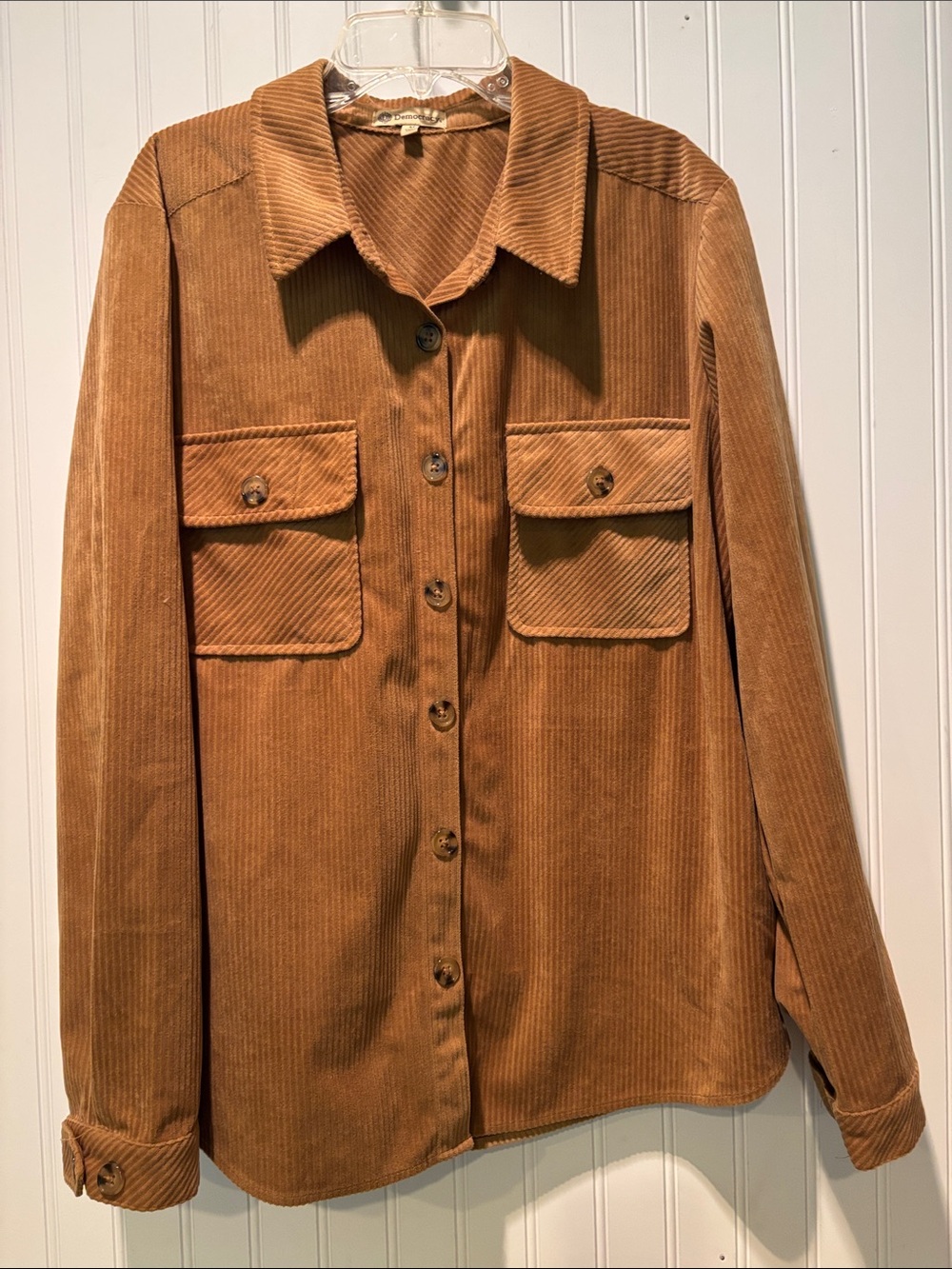 Democracy Women’s Camel Corduroy Button-Front Jacket in Camel Size Medium